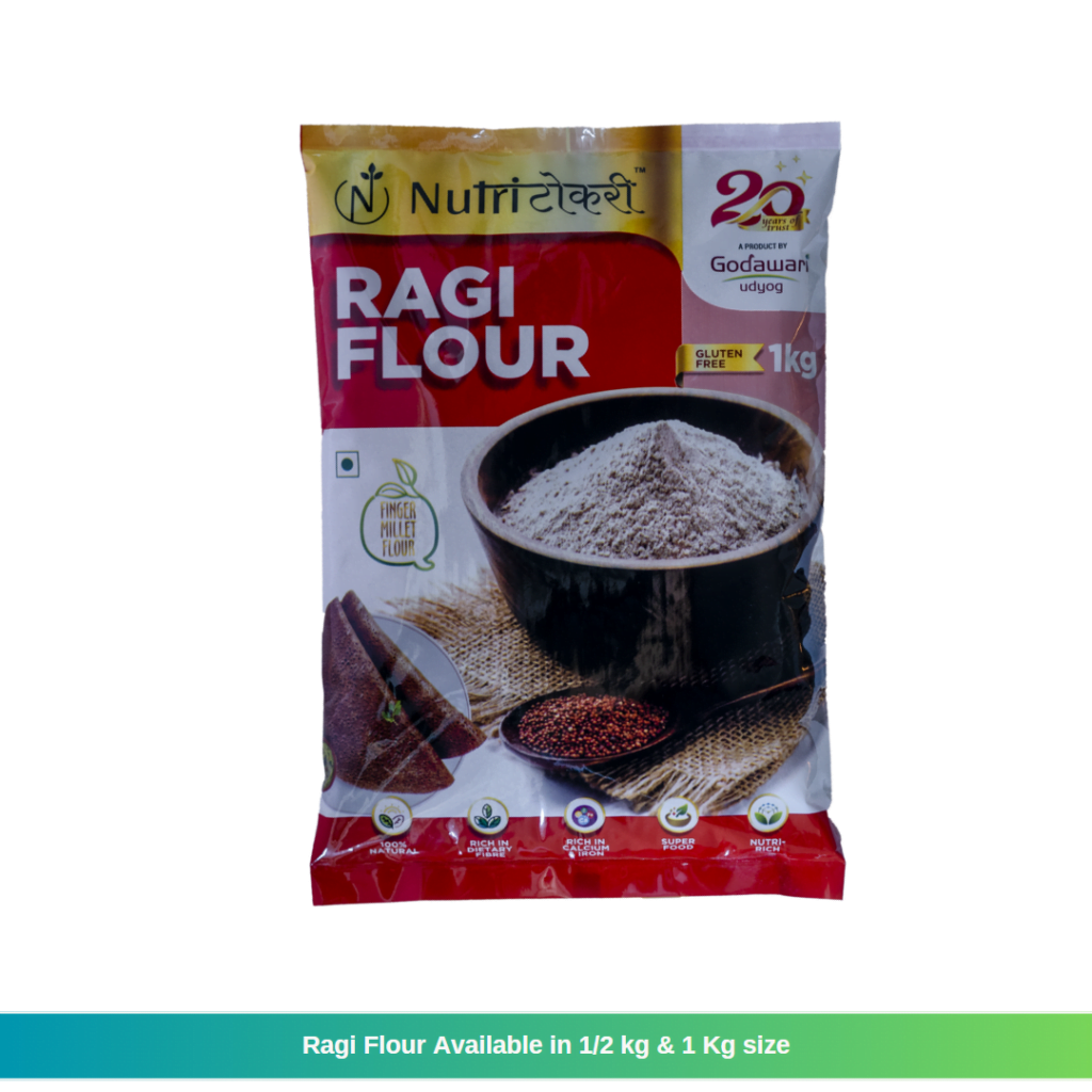 Packet of ragi flour available in 1/2kg and 1 Kg