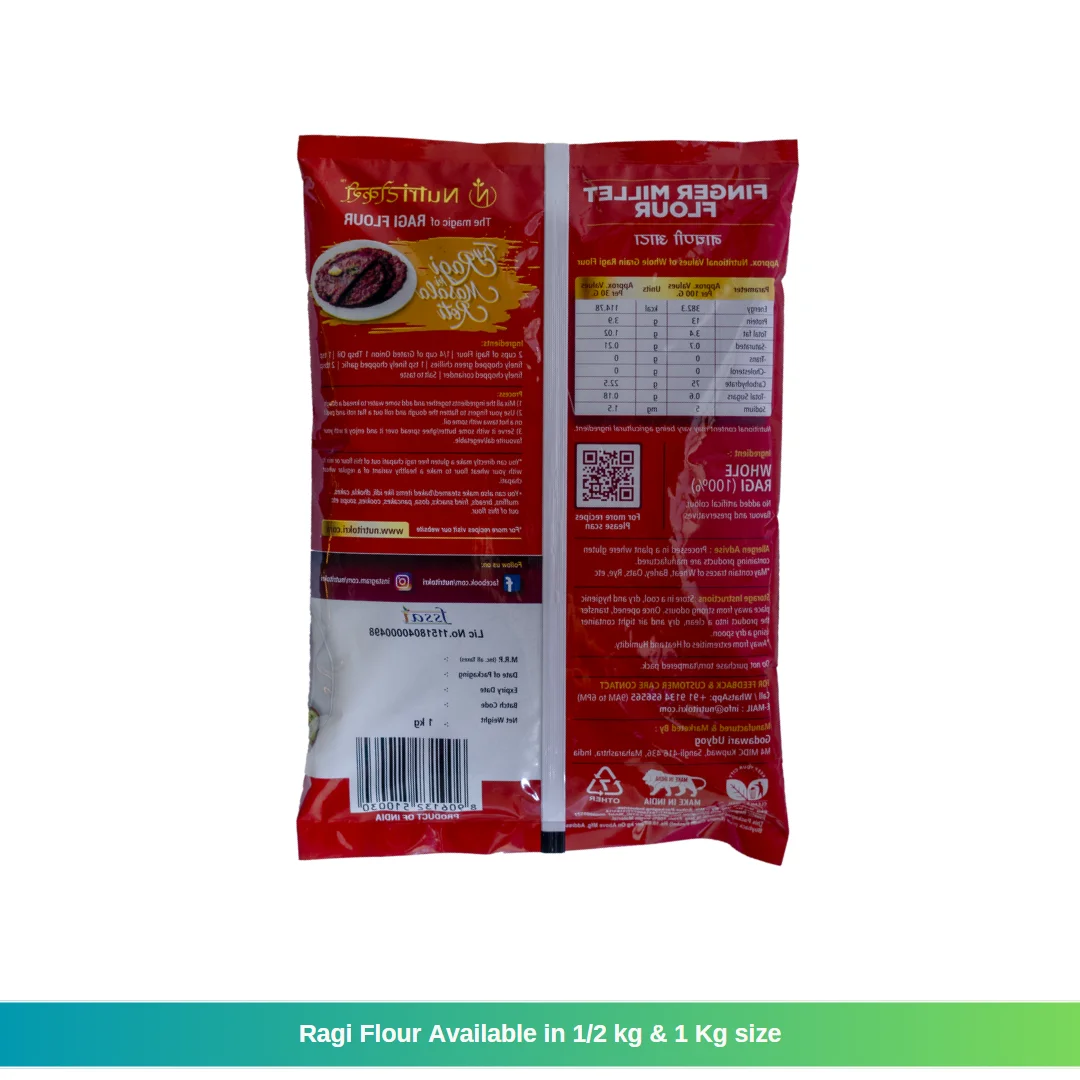 Nutritokri’s ragi flour packet backside